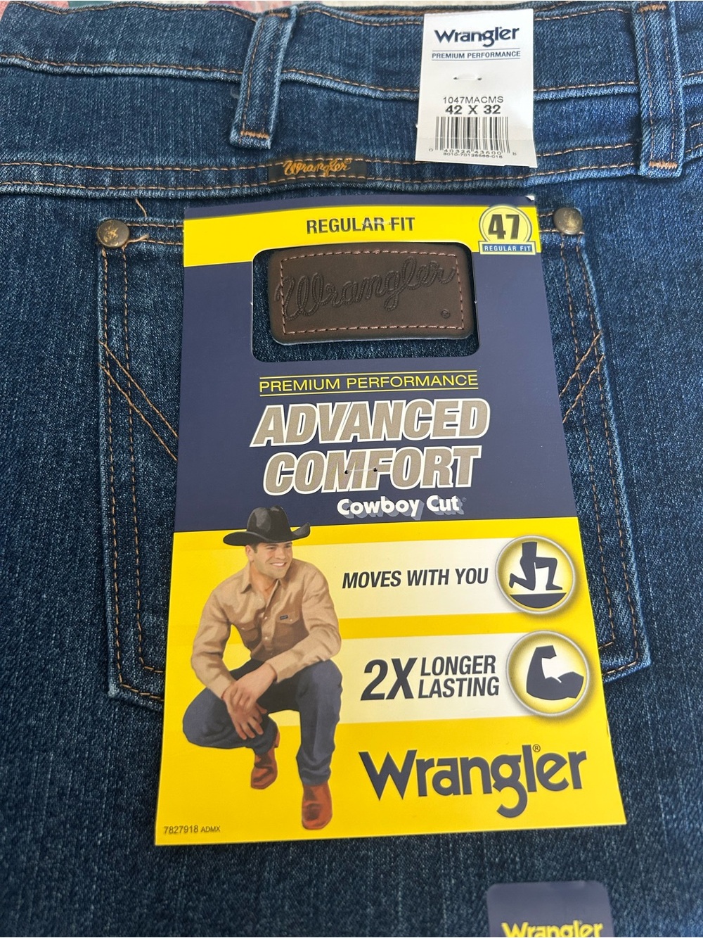 Wrangler Dark Blue Relaxed Cowboy Cut Jeans - Advanced Comfort